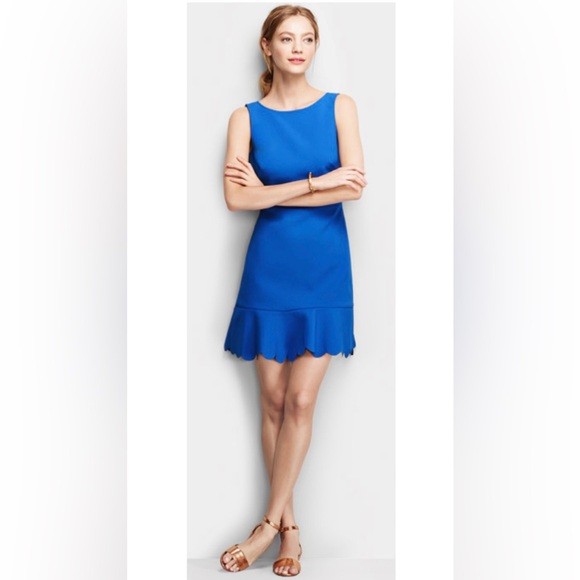 J. Crew Dresses & Skirts - J Crew blue sleeveless dress with scalloped hem in size 4